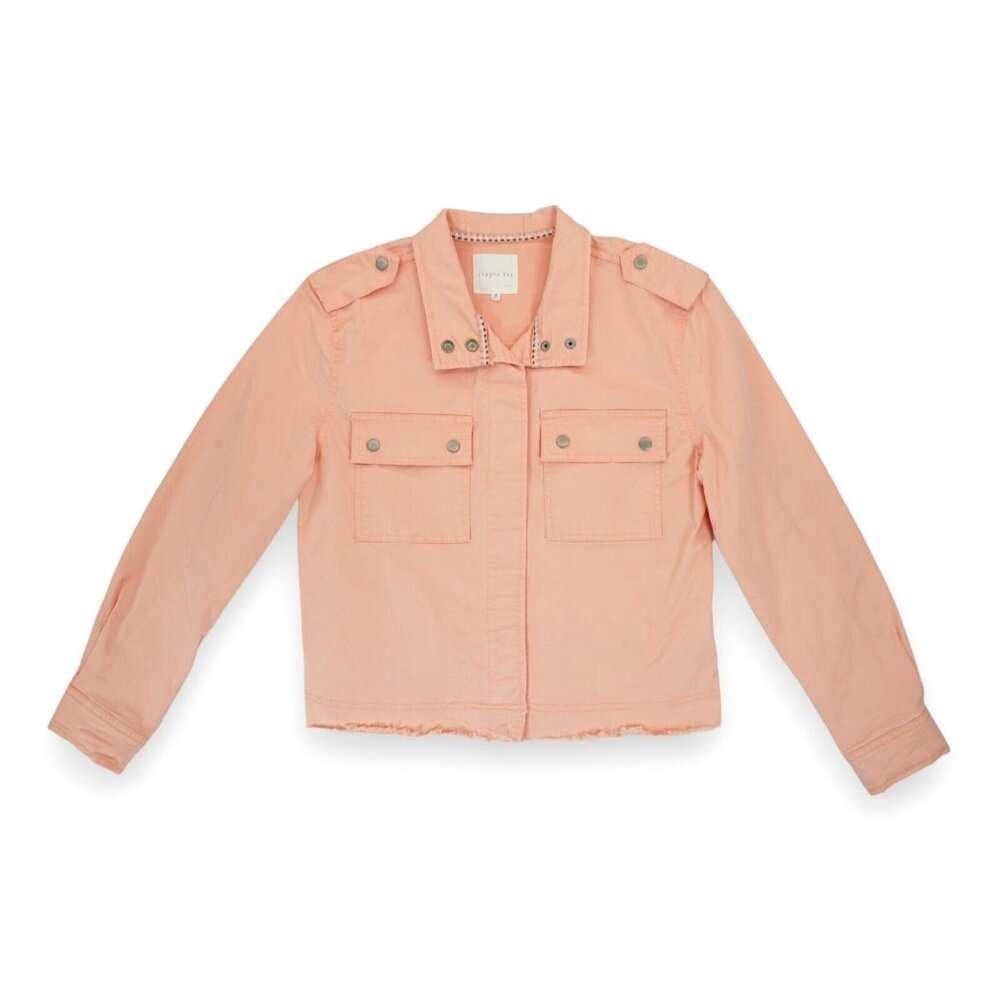 Copper Key Women's Denim Jacket Long Sleeve Button Dowm Size Small Light Orange